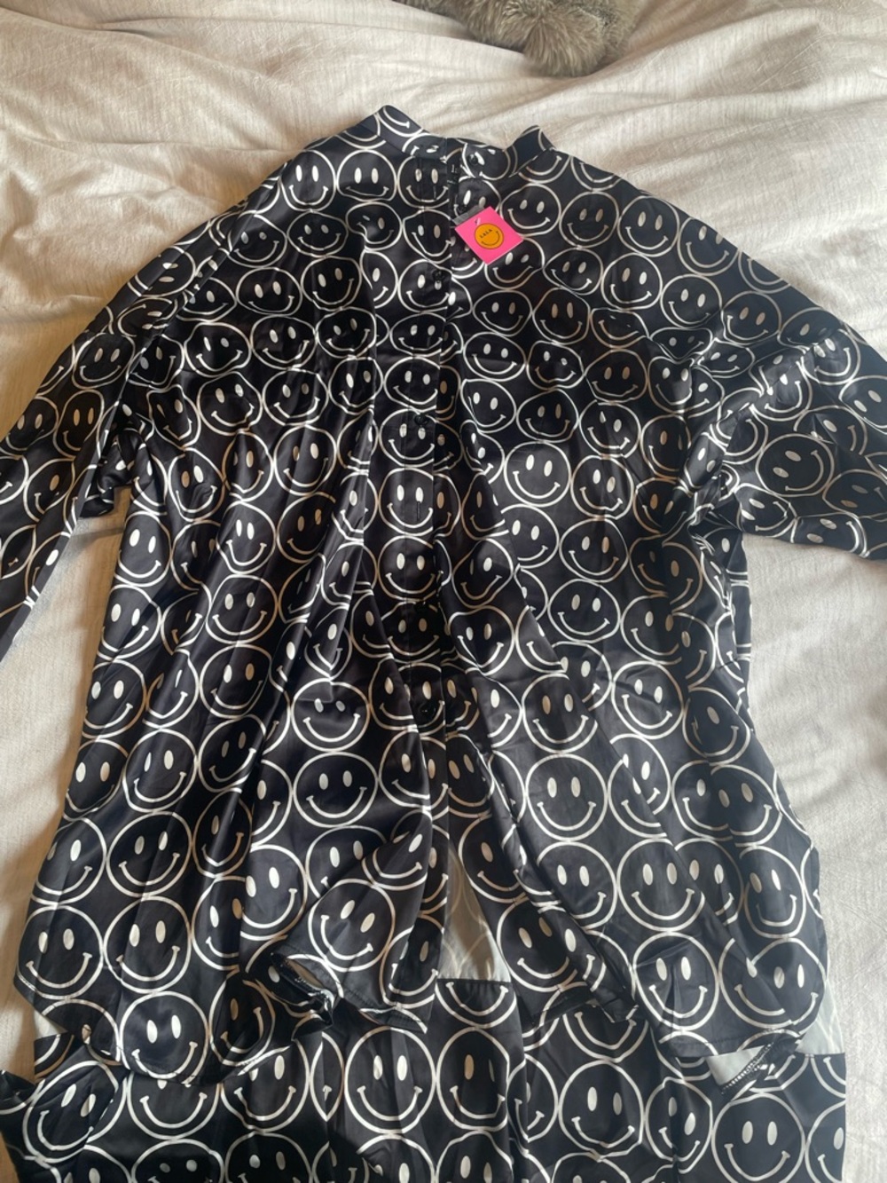 Dressed in LALA Black Smiley Face Button-Up Top— NWT